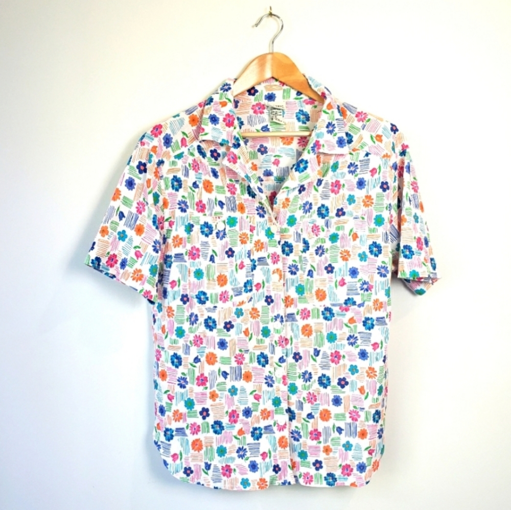 Vintage 80s 90s Floral Oversized Top Blouse Cottagecore Retro Boho bohemian